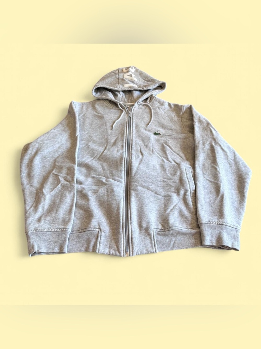 Lacoste Zip Up Hoodie Gray Full Zip Crocodile Logo Men’s XL